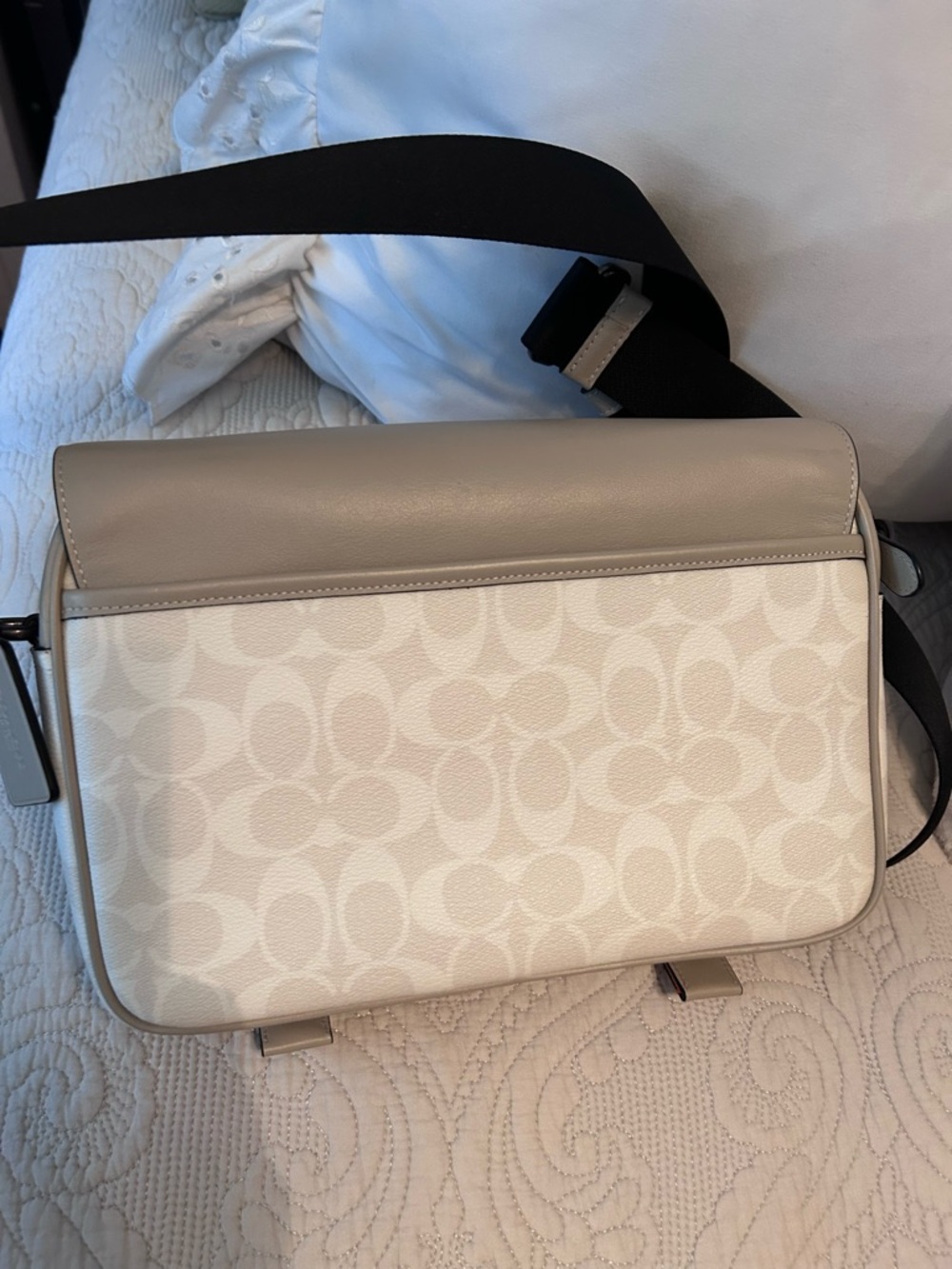 Coach Small Messenger Bag in Gray with Tan Zipper Trim - Picture 2 of 3
